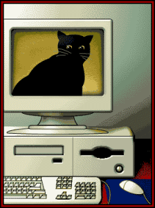 cat chases computer mouse