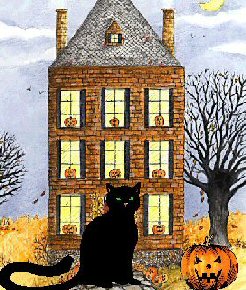 cat in front of mansion