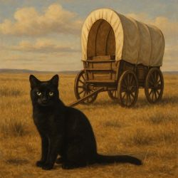 cat by Conestoga wagon