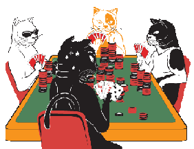 cats playing cards