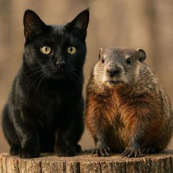 cat and groundhog