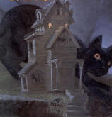 large cat behind house