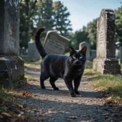 cat in cemetery