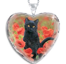 cat in heart necklace