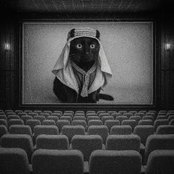 cat on a movie screen