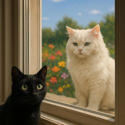 cats at window