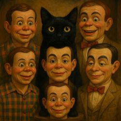 cat with ventriloquist dummies