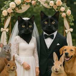 black cat bride and groom