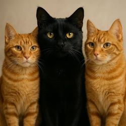 Salem with two red cats