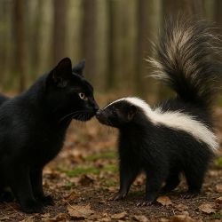 cat with skunk