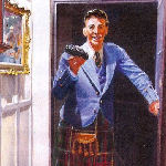 dark-haired man entering home