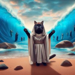 cat parting Red Sea
