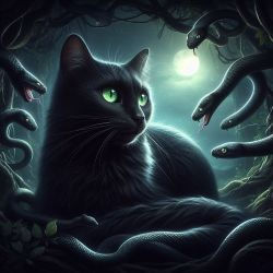 cat and snakes
